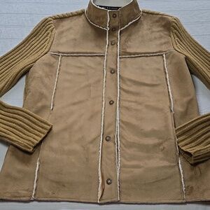By Design Sport Y2K Faux Suede Sweater Jacket Women's Size Small